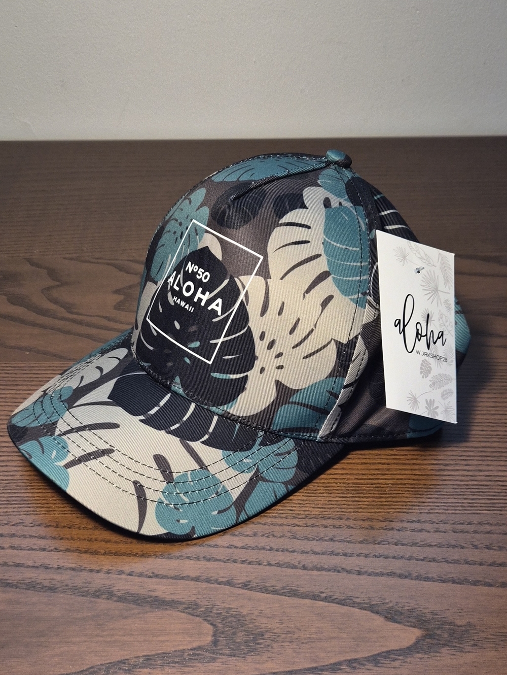 Workshop 28 Aloha Hawaii Monstera Adjustable Strapback Hat, NWT